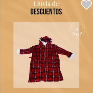 Peaches and Dreams Reindeer Plaid Bathrobe  Christmas Red blue Size XL